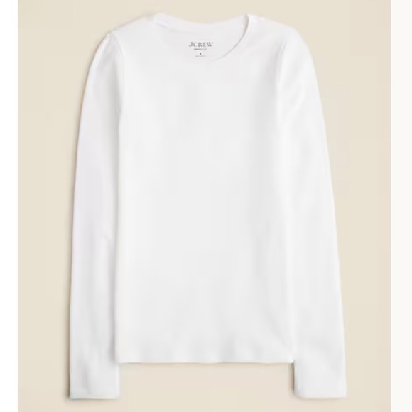 J Crew Women’s White Perfect Fit Long Sleeve Crewneck T-shirt - Picture 2 of 5